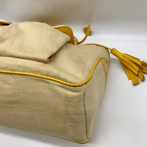 Celine Beige And Yellow Canvas Boogie Satchel Bag - Picture 6 of 10